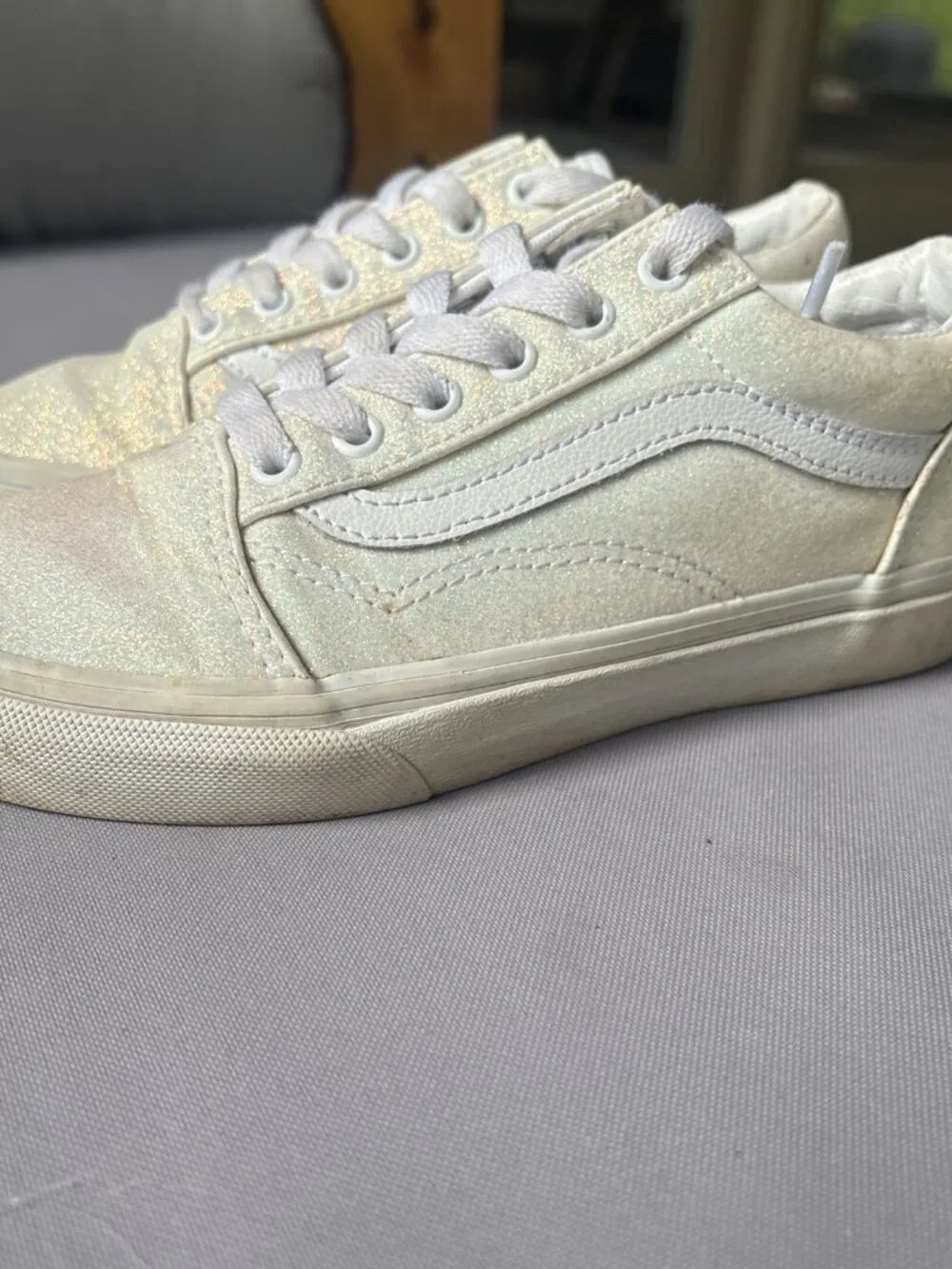 Vans Off the Wall Youth Shoe Size 3 Glitter Sparkle Skater Skateboard